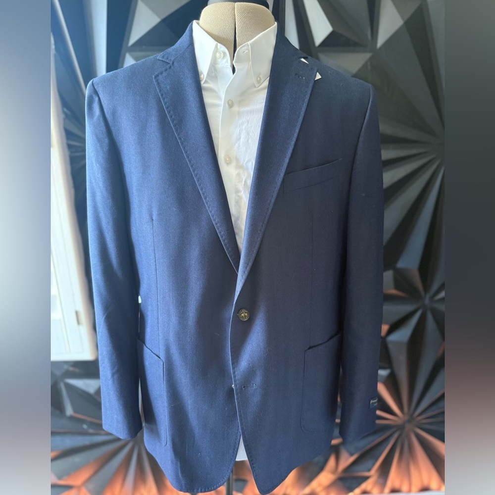 Brooks Brothers Classic Fit Navy Herringbone Weave Blazer